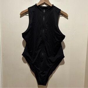 Skims Onyx Black Swim Zip Front Sleeveless One Piece Swimsuit - Women’s Size 2X